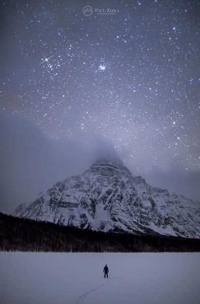 Mt. Chephren and a Comet